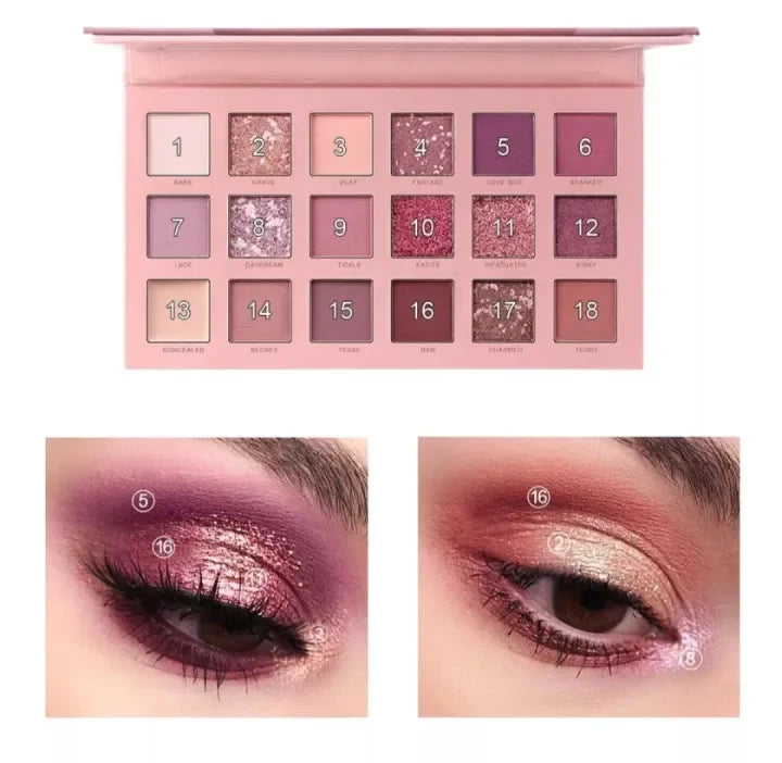 18-Color All-In-One Professional Makeup Kit | Highly Pigmented Eyeshadow Palette with Concealer Base